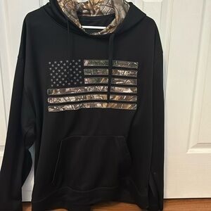 Mens XL Camo American Flag Hoodie DriFit Material